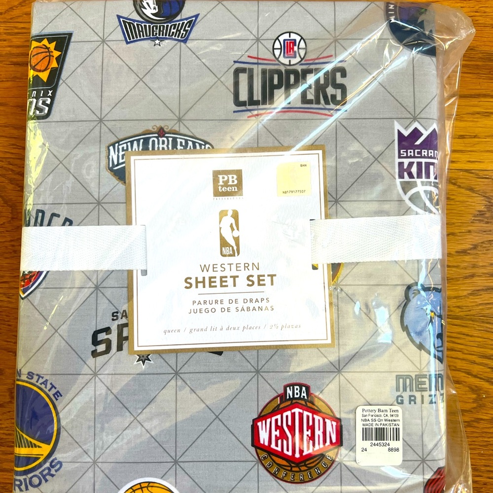 NWT Pottery Barn Teen NBA queen sheet set